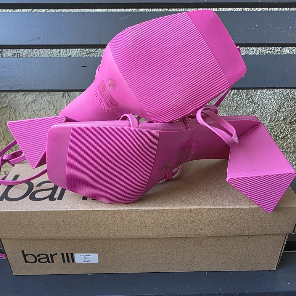 Bar III Womens Alana Faux Leather Ankle Tie Slingback Sandals‎ Fuscia Sz 6.5